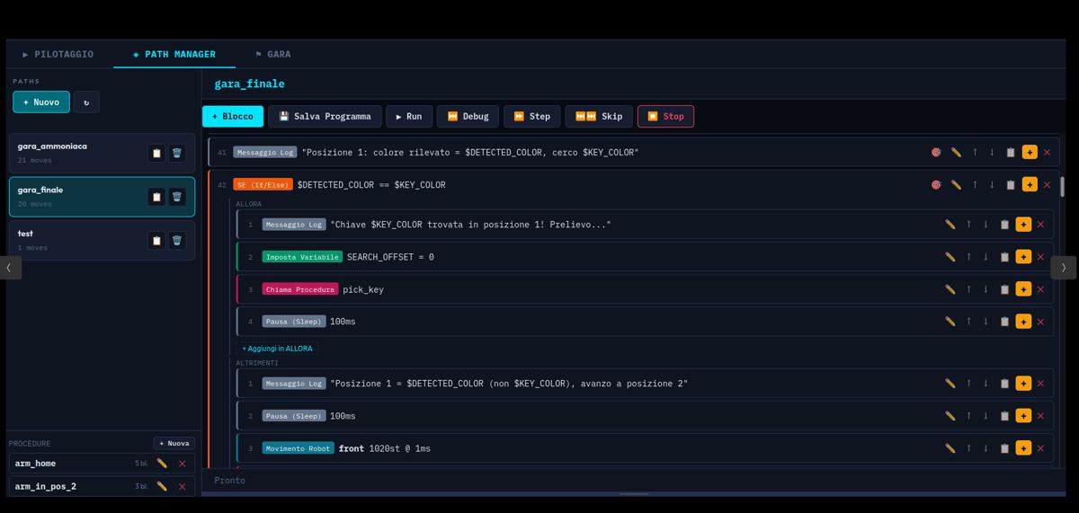 Path Manager: programma a blocchi con condizioni e procedure